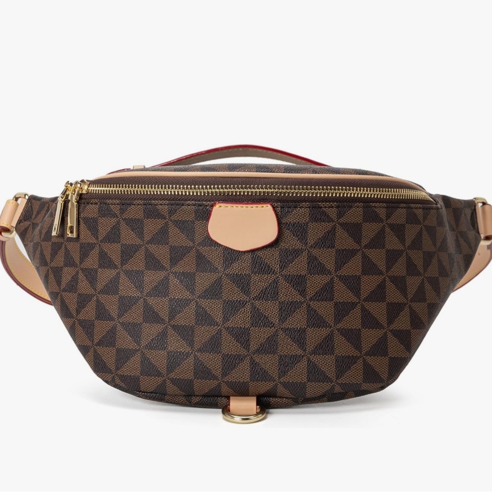 Geometric Pattern Brown crossbody Belt Bag